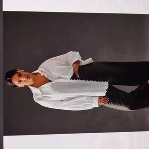 Mememe Embellished Button Tunic/Pearl